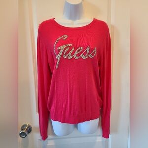 GUESS Popping Pink Sweater Size XL